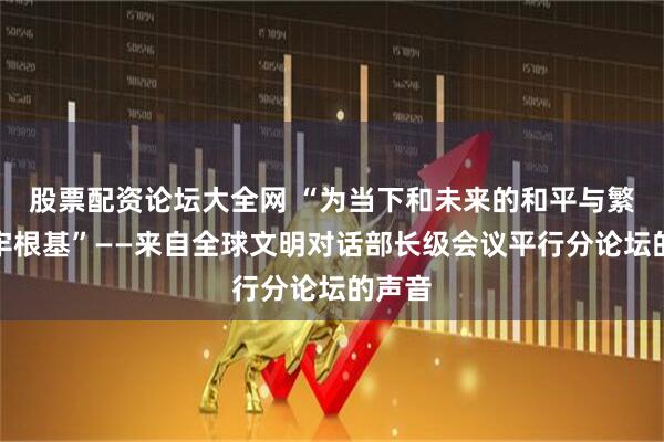 股票配资论坛大全网 “为当下和未来的和平与繁荣筑牢根基”——来自全球文明对话部长级会议平行分论坛的声音